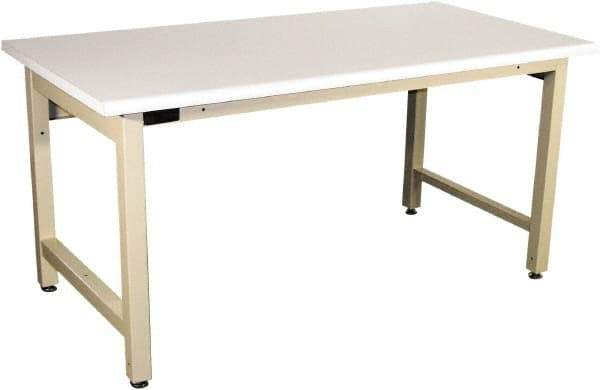 Proline - 72 Wide x 36" Deep x 36" High, Plastic Laminate Workbench - Adjustable Height Legs, Light Beige - Benchmark Tooling