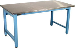 Proline - 72 Wide x 30" Deep x 36" High, Stainless Steel Workbench - Adjustable Height Legs, Light Blue - Benchmark Tooling