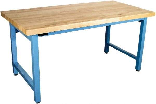 Proline - 72 Wide x 36" Deep x 36" High, Maple Workbench - Adjustable Height Legs, Light Blue - Benchmark Tooling