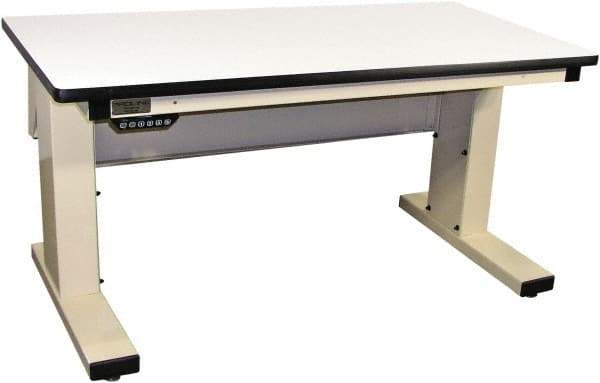 Proline - 60 Wide x 30" Deep x 42-1/2" High, Plastic Laminate Workbench - Adjustable Height Legs, Light Beige - Benchmark Tooling