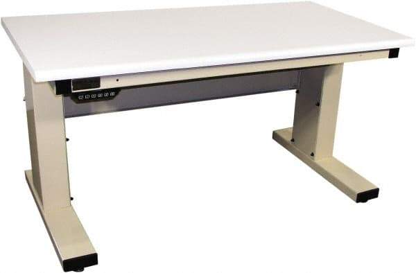 Proline - 72 Wide x 30" Deep x 42-1/2" High, Static Dissipative Workbench - Adjustable Height Legs, Light Beige - Benchmark Tooling