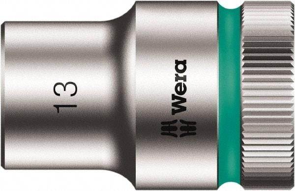 Wera - 1/2" Drive, Standard Hand Socket - 6 Points, Chrome Vanadium, Chrome Finish - Benchmark Tooling