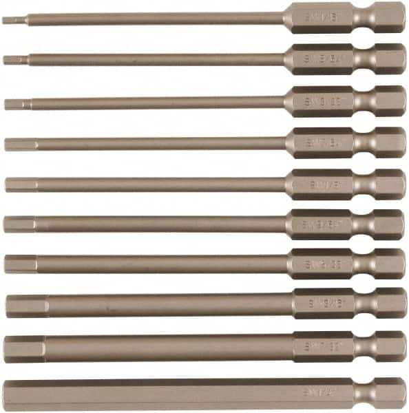 Wiha - 10 Piece, Tamperproof Hex Bit Set - 5/64 to 1/4" Hex, 1/4" Drive, Hex Security Point - Benchmark Tooling