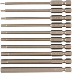 Wiha - 10 Piece, Tamperproof Hex Bit Set - 5/64 to 1/4" Hex, 1/4" Drive, Hex Security Point - Benchmark Tooling