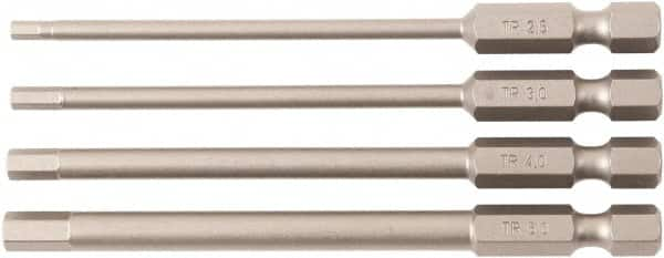 Wiha - 4 Piece, Bit Set - 1/4" Drive, Hex Point - Benchmark Tooling