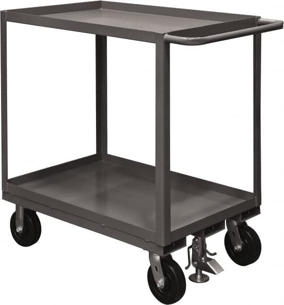 Durham - 2,400 Lb Capacity, 48" Wide x 24" Long x 37-5/8" High Service Cart - 2 Shelf, Steel, 2 Rigid/2 Swivel Casters - Benchmark Tooling