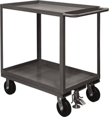 Durham - 2,400 Lb Capacity, 48" Wide x 24" Long x 37-5/8" High Service Cart - 2 Shelf, Steel, 2 Rigid/2 Swivel Casters - Benchmark Tooling