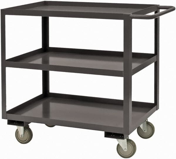 Durham - 2,400 Lb Capacity, 48" Wide x 18" Long x 37-5/8" High Service Cart - 2 Shelf, Steel, 2 Rigid/2 Swivel Casters - Benchmark Tooling