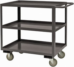 Durham - 2,400 Lb Capacity, 48" Wide x 18" Long x 37-5/8" High Service Cart - 2 Shelf, Steel, 2 Rigid/2 Swivel Casters - Benchmark Tooling