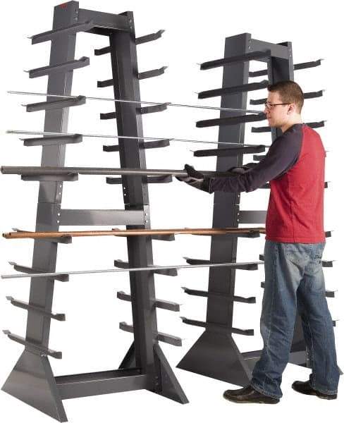 Durham - 9 Bay, 9 Shelf, 2,600 Lb Capacity, Gray 2-Sided Horizontal Bar Storage Rack - 30" Wide x 85" High x 30" Deep - Benchmark Tooling