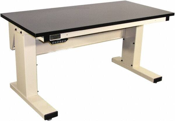 Proline - 60 Wide x 30" Deep x 42-1/2" High, Chem-Guard Workbench - Adjustable Height Legs, Light Beige - Benchmark Tooling