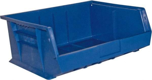 Durham - 14-5/8" Deep, Blue Plastic Hang and Stack Bins - 7" High x 16-3/4" Wide x 14-5/8" Long - Benchmark Tooling