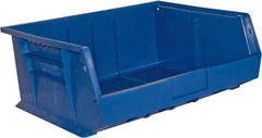 Durham - 14-5/8" Deep, Blue Plastic Hang and Stack Bins - 7" High x 16-3/4" Wide x 14-5/8" Long - Benchmark Tooling