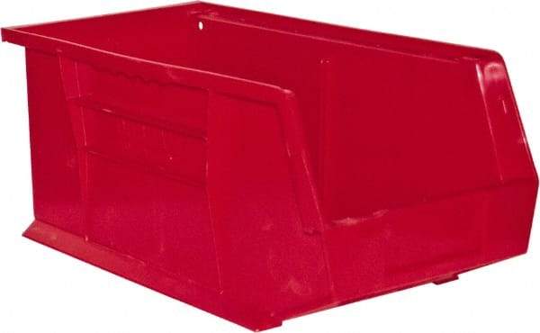 Durham - 14-5/8" Deep, Red Plastic Hang and Stack Bins - 7" High x 8-1/4" Wide x 14-5/8" Long - Benchmark Tooling