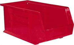 Durham - 14-5/8" Deep, Red Plastic Hang and Stack Bins - 7" High x 8-1/4" Wide x 14-5/8" Long - Benchmark Tooling