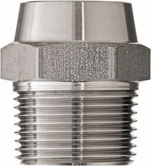 Made in USA - 1-1/4" Grade 304 Stainless Steel Pipe Hex Nipple - MNPT x Butt Weld End Connections, 1,250 psi - Benchmark Tooling