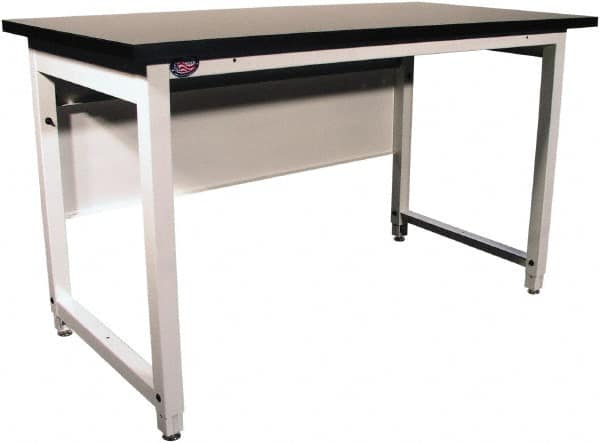 Proline - 60 Wide x 30" Deep x 40" High, Chem-Guard Workbench - Adjustable Height Legs, White - Benchmark Tooling