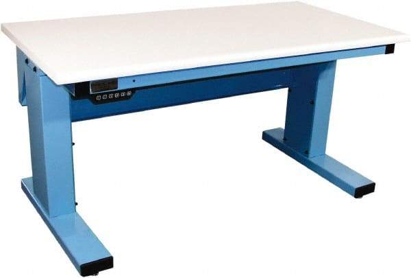 Proline - 60 Wide x 30" Deep x 42-1/2" High, Plastic Laminate Workbench - Adjustable Height Legs, Light Blue - Benchmark Tooling