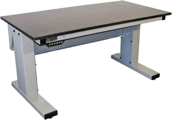 Proline - 60 Wide x 30" Deep x 42-1/2" High, Epoxy Resin Workbench - Adjustable Height Legs, Light Gray - Benchmark Tooling