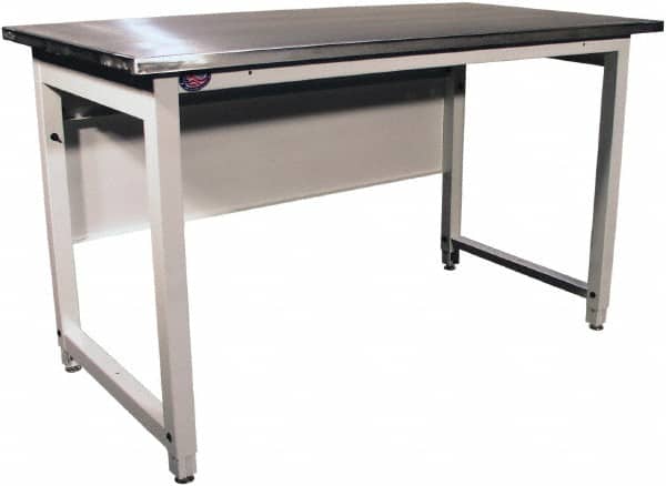 Proline - 60 Wide x 30" Deep x 40" High, Stainless Steel Workbench - Adjustable Height Legs, Light Gray - Benchmark Tooling
