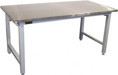 Proline - 72 Wide x 36" Deep x 36" High, Stainless Steel Workbench - Adjustable Height Legs, Light Gray - Benchmark Tooling