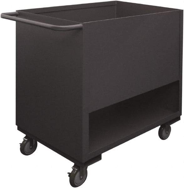 Durham - 1,200 Lb Capacity, 1 Shelf, 4-Sided Steel Stock Truck - 24" Long x 36" Wide x 41-1/4" High, Phenolic Wheels - Benchmark Tooling