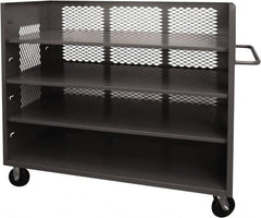 Durham - 2,000 Lb Capacity, 3 Shelf, 3-Sided Steel Truck - 36" Long x 72-1/2" Wide x 56-7/16" High, Phenolic Wheels - Benchmark Tooling