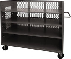 Durham - 2,000 Lb Capacity, 3 Shelf, 3-Sided Steel Truck - 36" Long x 60-1/2" Wide x 56-7/16" High, Phenolic Wheels - Benchmark Tooling