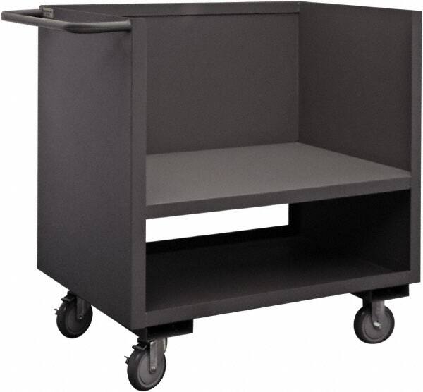 Durham - 1,200 Lb Capacity, 1 Shelf, 3-Sided Steel Truck - 24" Long x 48" Wide x 40" High, Phenolic Wheels - Benchmark Tooling
