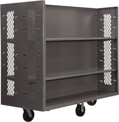 Durham - 2,000 Lb Capacity, 4 Shelf, 2-Sided Steel Mesh Stock Truck - 30" Long x 60" Wide x 57" High, Phenolic Wheels - Benchmark Tooling
