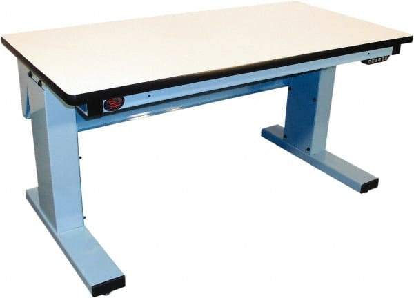 Proline - 72 Wide x 30" Deep x 42-1/2" High, Static Dissipative Workbench - Adjustable Height Legs, Light Blue - Benchmark Tooling