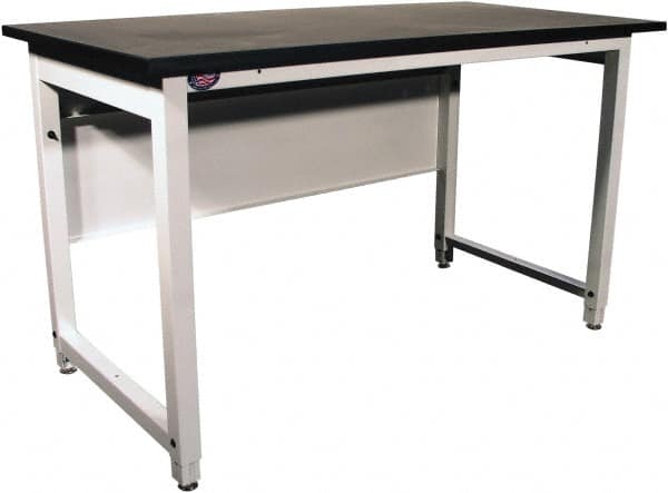 Proline - 60 Wide x 30" Deep x 40" High, Epoxy Resin Workbench - Adjustable Height Legs, White - Benchmark Tooling