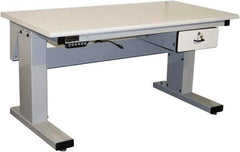 Proline - 60 Wide x 30" Deep x 42-1/2" High, Static Dissipative Workbench - Adjustable Height Legs, Light Gray - Benchmark Tooling