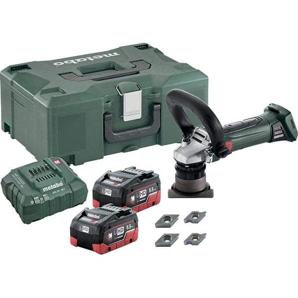 Metabo - 45° Bevel Angle, 5/32" Bevel Capacity, 7,000 RPM, Cordless Beveler - 5.5 Amps, 1/8" Min Workpiece Thickness - Benchmark Tooling