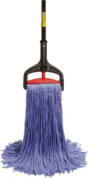 O-Cedar - Blue Deck Mop - 5" Long x 1-1/4" Wide Head, 60" Long Handle, Cotton Blend Head - Benchmark Tooling