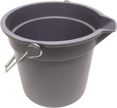 O-Cedar - 14 Qt, 11" High, Plastic Round Gray Single Pail with Pour Spout - Handle Included, 12" Top Diam - Benchmark Tooling