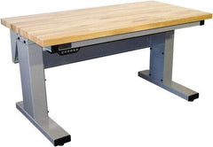 Proline - 60 Wide x 30" Deep x 42-1/2" High, Maple Workbench - Adjustable Height Legs, Light Gray - Benchmark Tooling