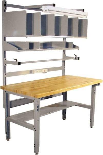 Proline - 60 Wide x 30" Deep x 36" High, Maple Workbench - Adjustable Height Legs, Light Gray - Benchmark Tooling