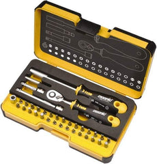 Felo - 36 Piece, 1/4" Drive Screwdriver Mini-Ratchet Bit Kit - #0 to #3 Phillips, 2 to 6mm Hex, T5 to T40 Torx, #1, #2 & #3 Pozidriv, 1/8, 5/32, 3/16, 7/32, 1/4 & 9/32" Slotted - Benchmark Tooling