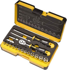 Felo - 19 Piece 1/4" Drive Chrome Finish Socket Set - 6 Points, 1/8" to 9/16" Range, Inch Measurement Standard - Benchmark Tooling