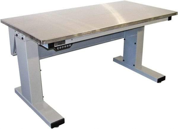 Proline - 60 Wide x 30" Deep x 42-1/2" High, Stainless Steel Workbench - Adjustable Height Legs, Light Gray - Benchmark Tooling