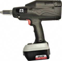 RivetKing - All up to 3/16" Closed End Rivet Capacity , 2,900 Lb Pull Force Cordless Electric Riveter - 5/8" Stroke Length, 14.4 Volt, Mandrel Collection, (1) RK401CR-57 Battery Included - Benchmark Tooling