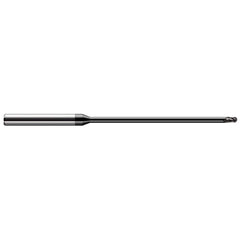 Ball End Mill: 0.062″ Dia, 0.093″ LOC, 3 Flute, Solid Carbide 3″ OAL, 1/8″ Shank Dia, 30 ° Helix, Amorphous Diamond Coated, Single End