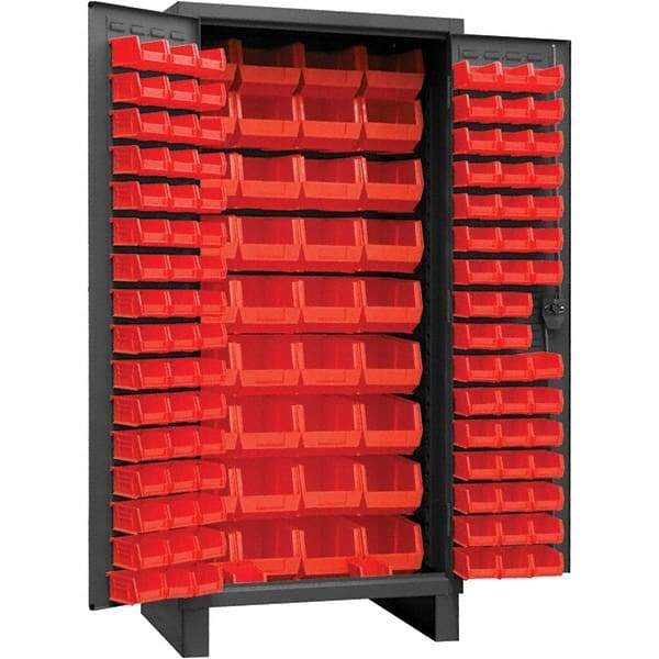 Durham - 132 Bin Storage Cabinet - Steel, 36" Wide x 24" Deep x 78" High, Gray - Benchmark Tooling