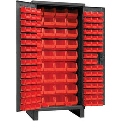 Durham - 132 Bin Storage Cabinet - Steel, 36" Wide x 24" Deep x 78" High, Gray - Benchmark Tooling