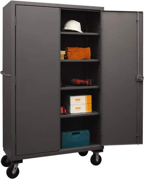 Durham - 4 Shelf Mobile Storage Cabinet - Steel, 48" Wide x 24" Deep x 80" High, Gray - Benchmark Tooling