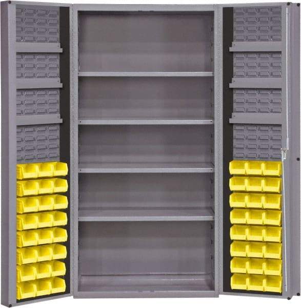 Durham - 10 Shelf 48 Bin Storage Cabinet - Steel, 36" Wide x 24" Deep x 72" High, Gray - Benchmark Tooling