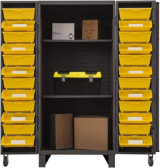 Durham - 2 Shelf 24 Bin Storage Cabinet - Steel, 36" Wide x 36" Deep x 78" High, Gray - Benchmark Tooling