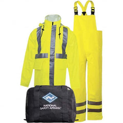 National Safety Apparel - Size 3XL Hi-Viz Yellow Flame Resistant/Retardant Rain High Visibility Two Piece Suit - Exact Industrial Supply