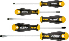 Felo - 5 Piece Phillips & Slotted Screwdriver Set - Bit Sizes: Philips #1 to #2, Comes in Cardboard/Plastic Window - Benchmark Tooling